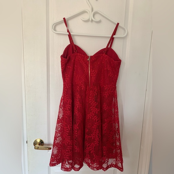 Women’s Red Lace Skater Dress - Picture 2 of 2